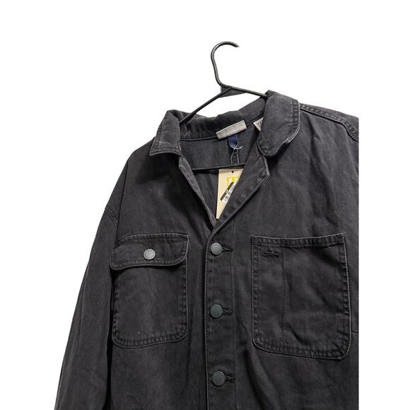 Universal Thread Women's Long Sleeve Utility Baggy Denim Jumpsuit in black. - Picture 2 of 4